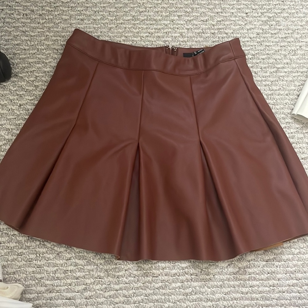 Brown faux leather skirt small